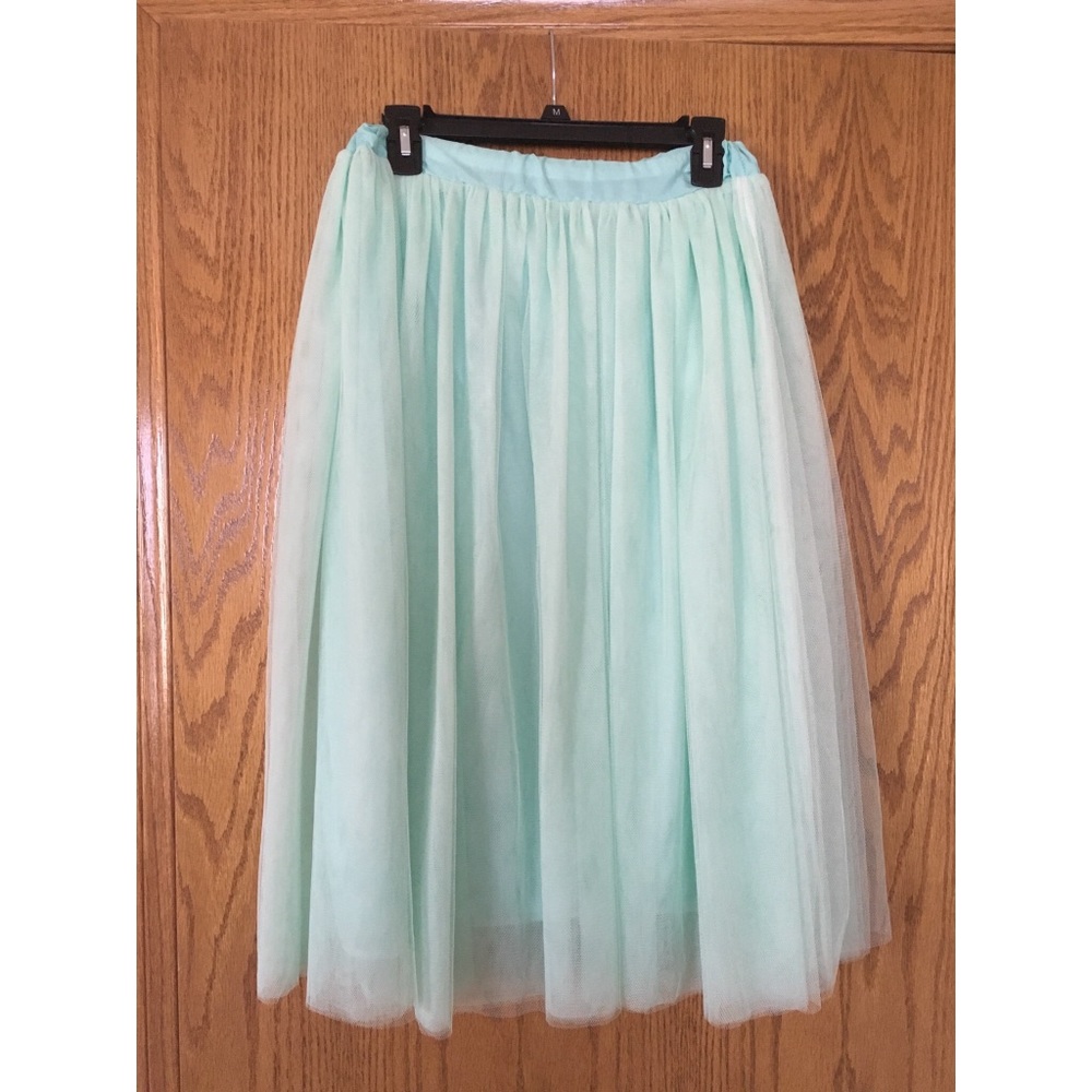 Mint tulle midi skirt
